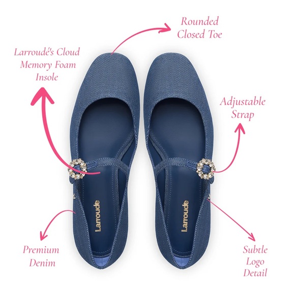 Blair Ballet Flat In Blue Denim 6 - Picture 4 of 7